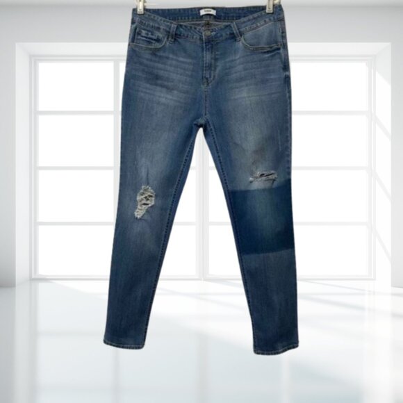 Kensie Distressed Ripped Skinny Jeans Size 14 | Blue Denim Stretch Y2K - Picture 2 of 12